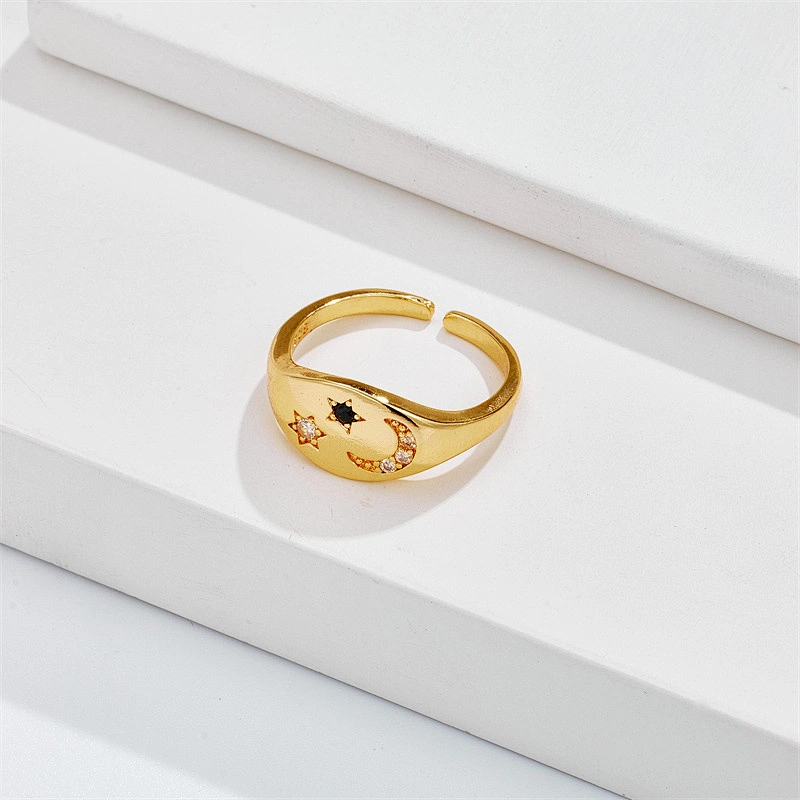 New Rings Star Moon Rings Zircon Open Rings