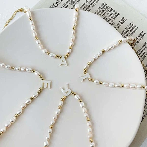 Fresh Water Pearl Shell Multi-Letter Pendant Bracelet