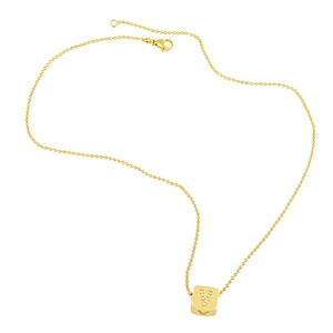 Geometric Gold Plated Zirconia Letters Pendant Necklace
