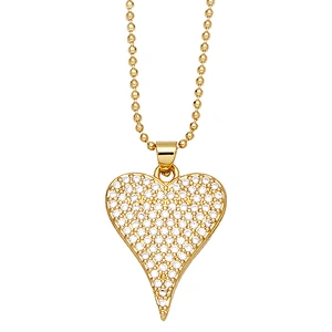 Heart Shaped Pendant Brass Necklace Micro Setting Jewelry