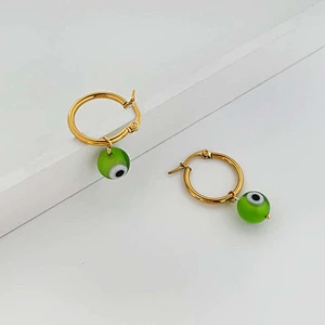 Stainless Steel Multi-Color Eye Hoop Earrings