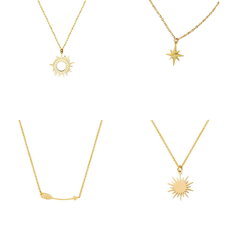 Stainless Steel Simple Chain Necklace Irregular Pendants