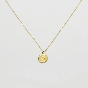 Simple Stainless Steel Eye Pendant Necklace