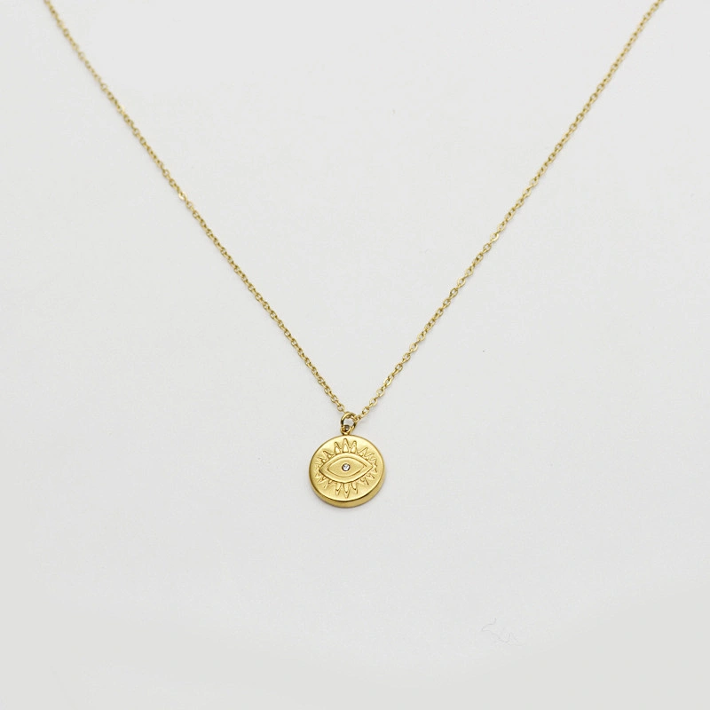 Simple Stainless Steel Eye Pendant Necklace