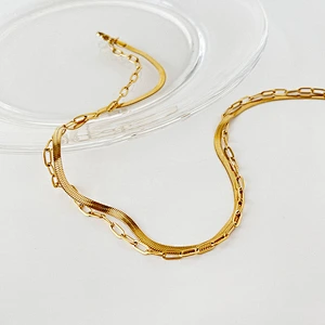 Personality Double Chain Simple Snake Bone Chain Necklace