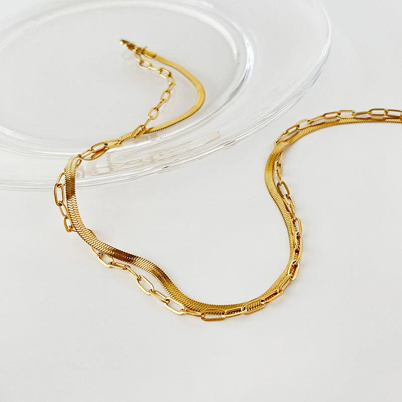 Personality Double Chain Simple Snake Bone Chain Necklace
