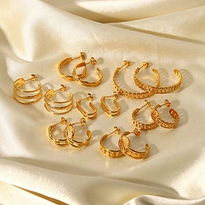 Trend Hoop Earrings Titanium Steel C-Shaped Stud Earrings