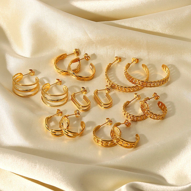 Trend Hoop Earrings Titanium Steel C-Shaped Stud Earrings