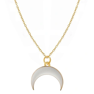 Titanium Steel Necklace Enamel Moon Pendant Gold Plated Chain