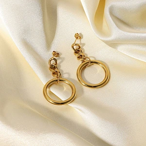 Women's Stainless Steel Cuban Chain Hoop Earrings