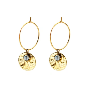 Stainless Steel Earrings Icon Shape Inlaid Turquoise Jewelry