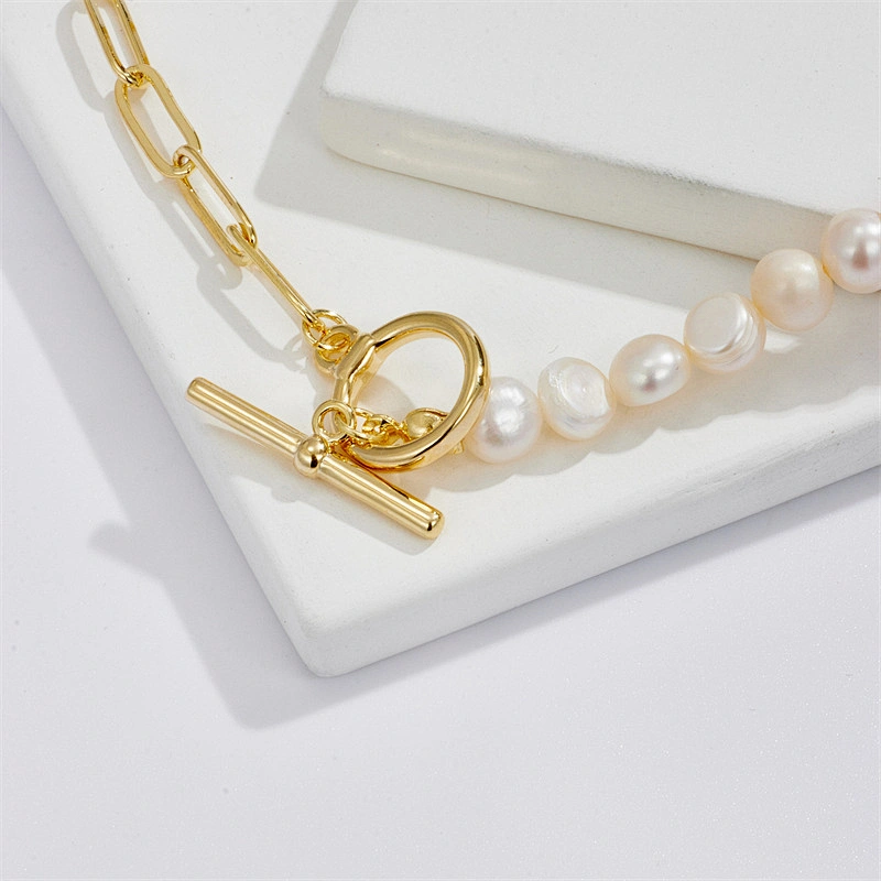Fashion Pearl OT Buckle Oval Necklace Female Clavicle Chain