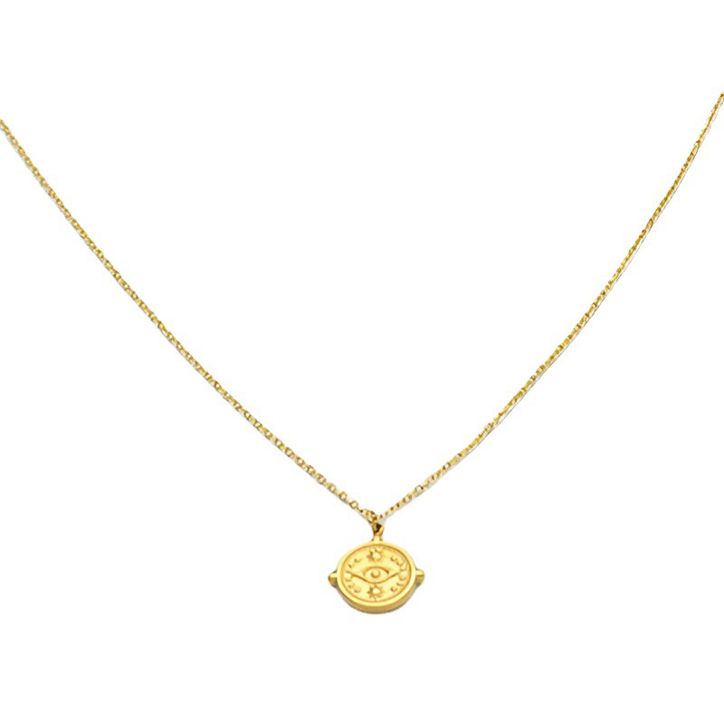 Simple Stainless Steel Eye Pendant Necklace