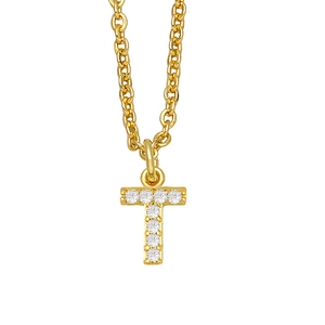 18k Gold Plated DIY Letters Necklace With CZ Diamond Pendant