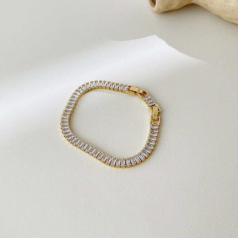 Zircon Chain Necklace Bracelet Simple OT Buckle Chocker Set
