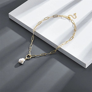 Vintage Baroque Freshwater Pearl Pendant Necklace Women