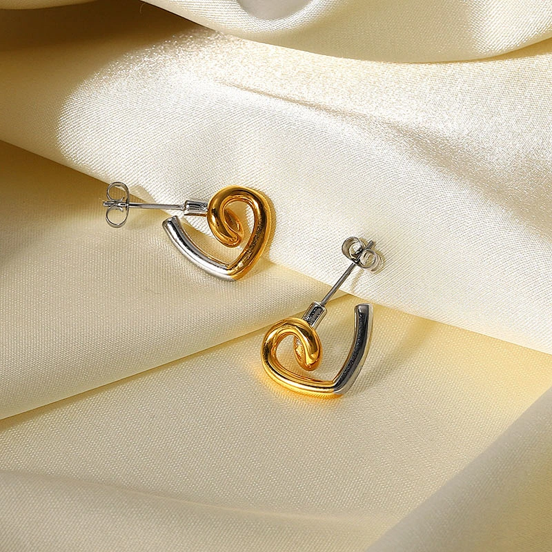 Steel Heart Earrings Titanium Stud Earrings Jewelry