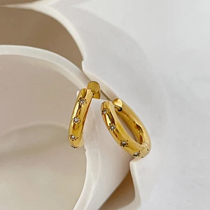 Cute Small Hoop Earrings Stainless Steel Zircon Earrings