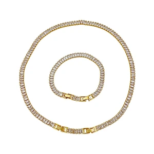 Zircon Chain Necklace Bracelet Simple OT Buckle Chocker Set