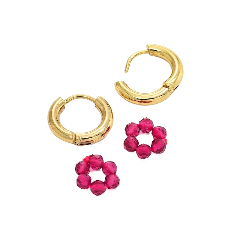 Fashion Hollow Hoop Earrings Flower Pendant Earrings