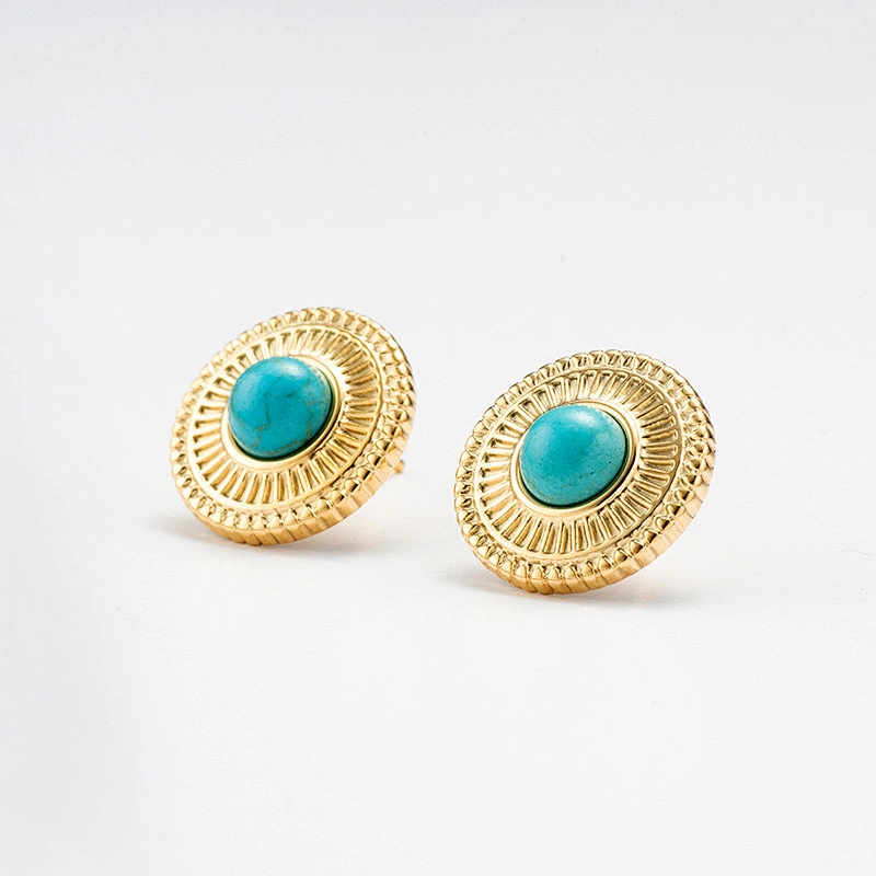 Vintage Earrings Stainless Steel Natural Stone Earrings Factory