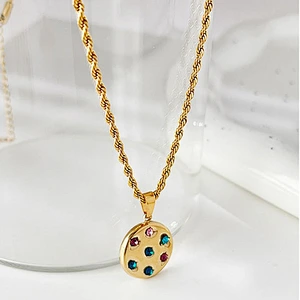 New Zircon Titanium Steel Vintage Necklace Women