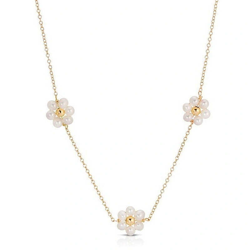 Fashion Jewellery Romantic Imitation Pearl Flower Necklace