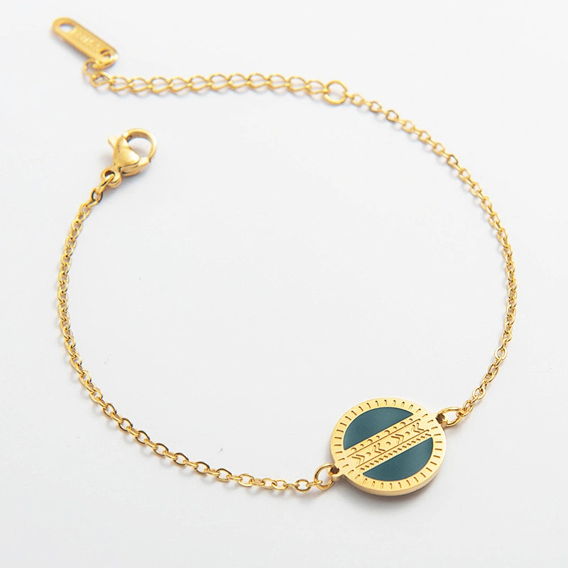 Vintage Titanium Steel Bracelet Gold Pentagram Bracelet