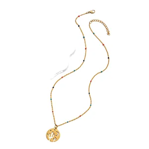 Fashion Colorful Bead Necklace Star Hollow Pendant Necklace