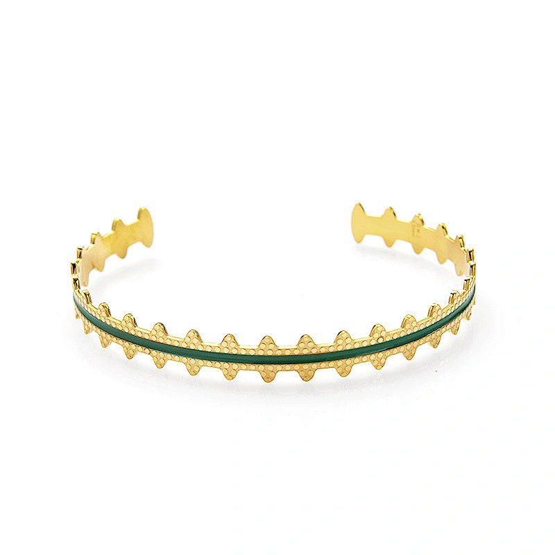 14K Gold Drip Oil Craft Vintage Bracelet Open Design Bracelet