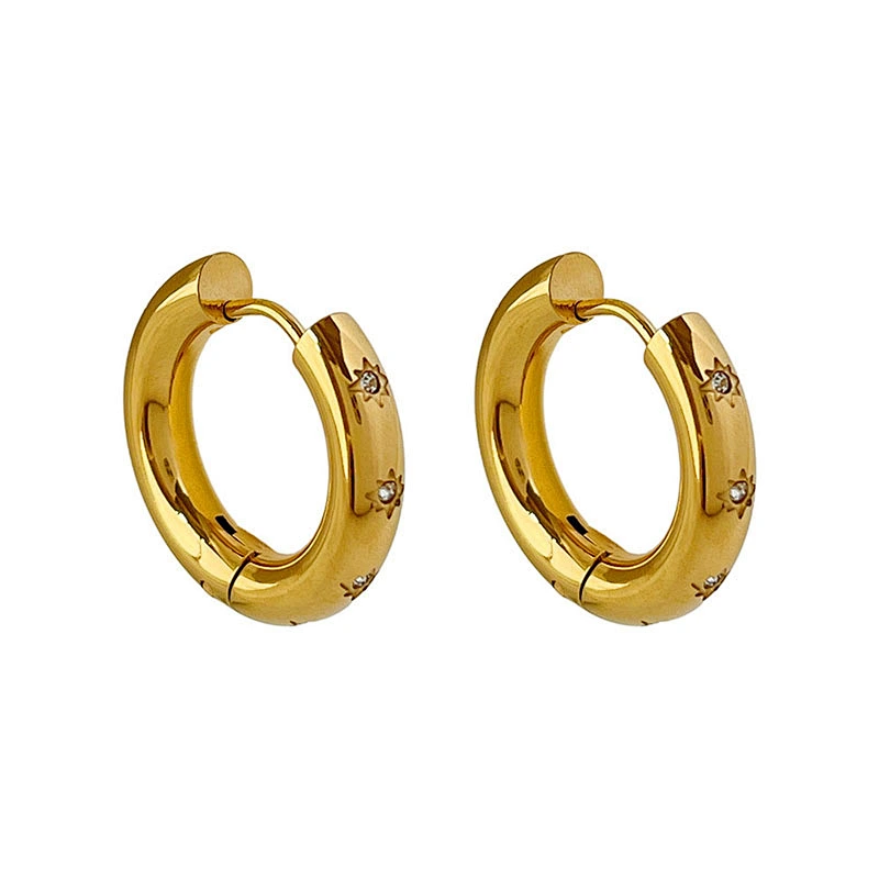 Cute Small Hoop Earrings Stainless Steel Zircon Earrings