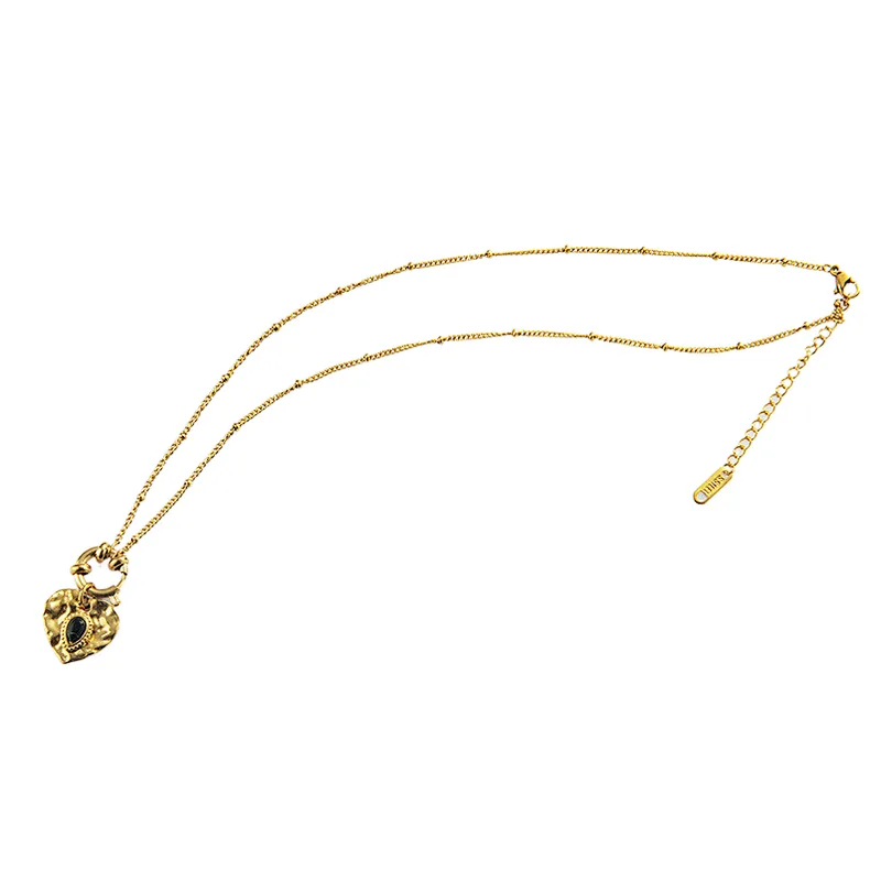 Chain Necklace Of Stainless Steel Embossed Heart Pendant