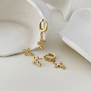 2022 New Hoop Earrings Cross Zircon Earrings