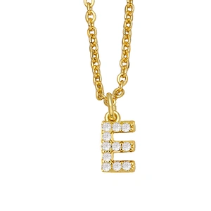 18k Gold Plated DIY Letters Necklace With CZ Diamond Pendant