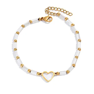 New Crystal Bracelet Stainless Steel Heart Pendant Bracelet