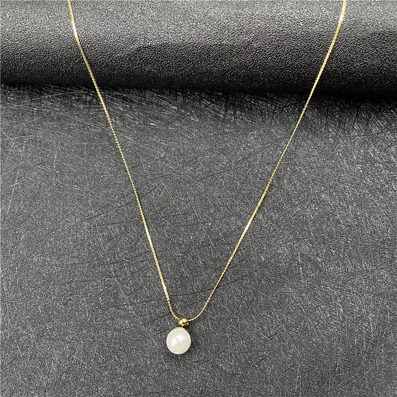 Fresh Water Pearl Necklace Pendant Steel Necklace
