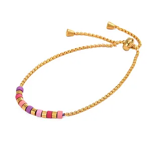 Trendy Stainless Steel Handmade Colorful Beaded Bracelet