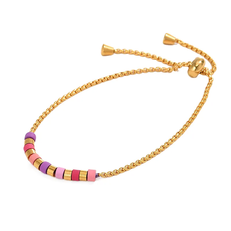 Trendy Stainless Steel Handmade Colorful Beaded Bracelet