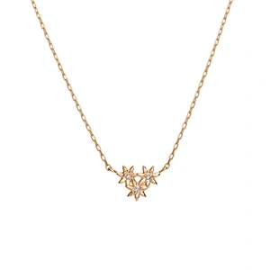 Flower Necklace Mini Pendant Zirconia Gold Plated Necklace