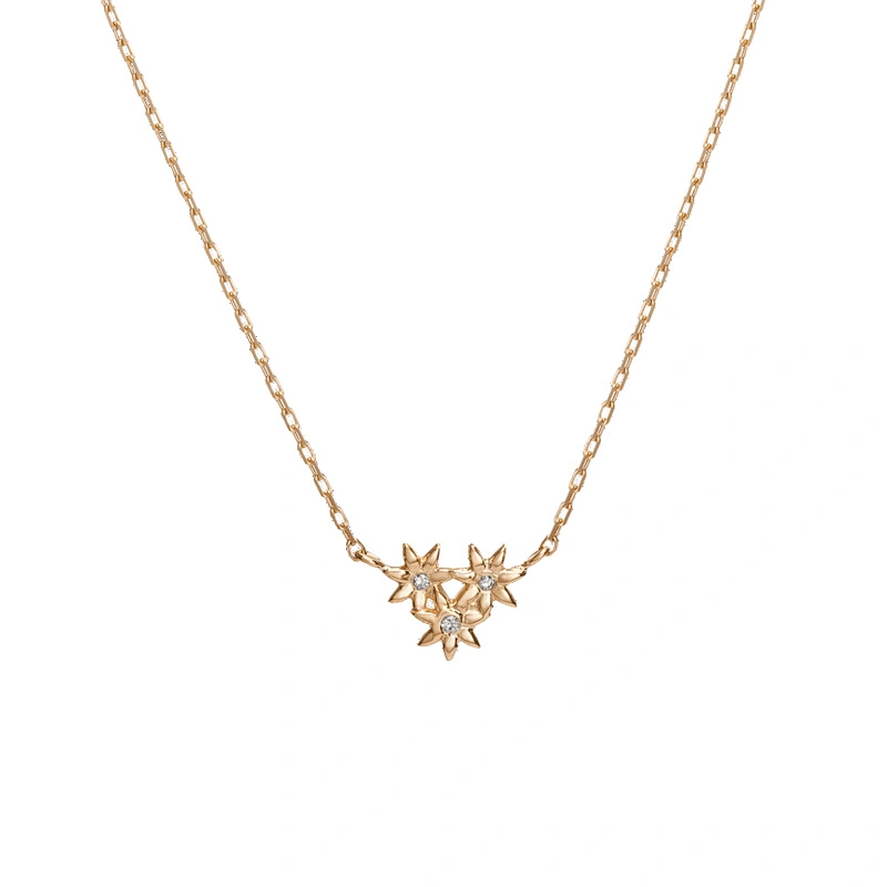 Flower Necklace Mini Pendant Zirconia Gold Plated Necklace