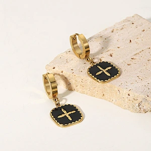 Lovely Drop Earrings Stainless Steel Cross Earrings