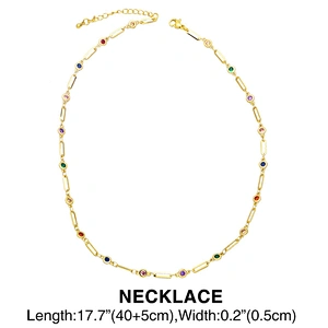 Necklace Bracelet Jewlry Set Colorful Zirconia Brass Jewelry