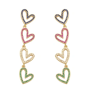 Heart Star Gold Plated Copper CZ Stone Women Girls Earrings