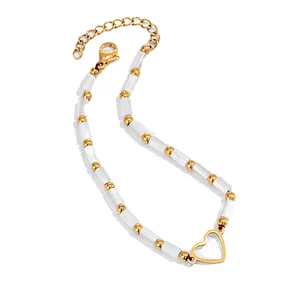 New Crystal Bracelet Stainless Steel Heart Pendant Bracelet
