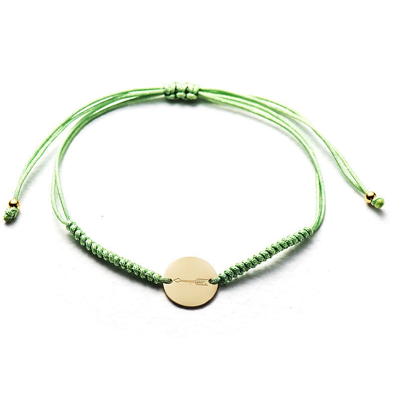 Stainless Steel Braided Rope Bracelet Coin Shape Chips Anklet