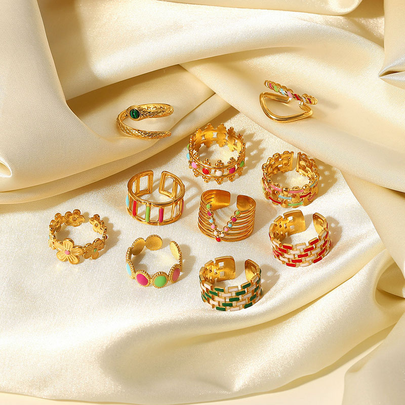 New Stainless Steel Rings Women Fashion Colorful Rings Ring Set