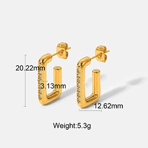 Simple Square Hollow Earrings Titanium Steel Earrings