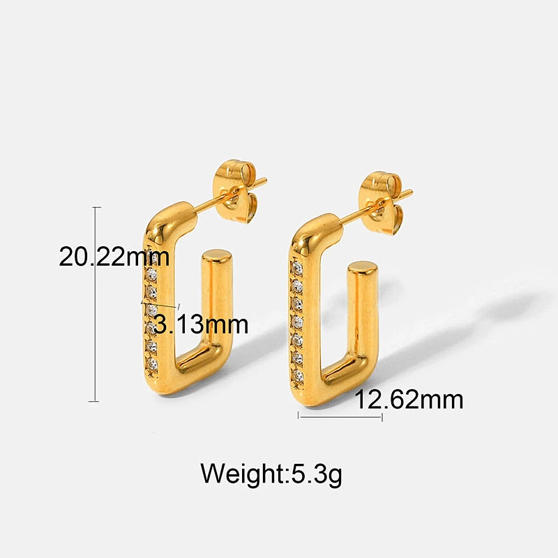 Simple Square Hollow Earrings Titanium Steel Earrings