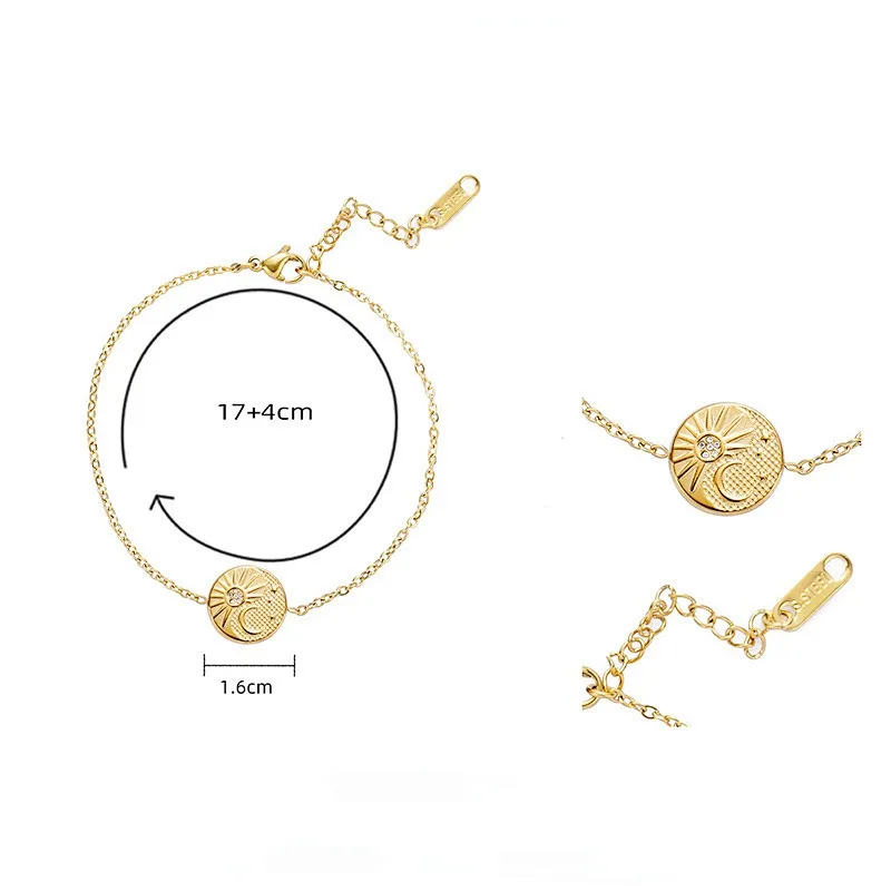 Sun Moon Stars Bracelet Titanium Steel Chain Jewelry