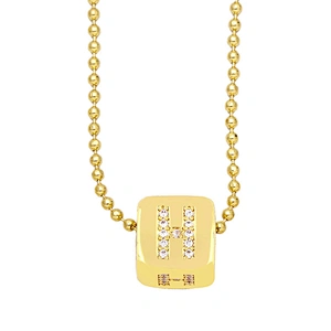 Geometric Gold Plated Zirconia Letters Pendant Necklace